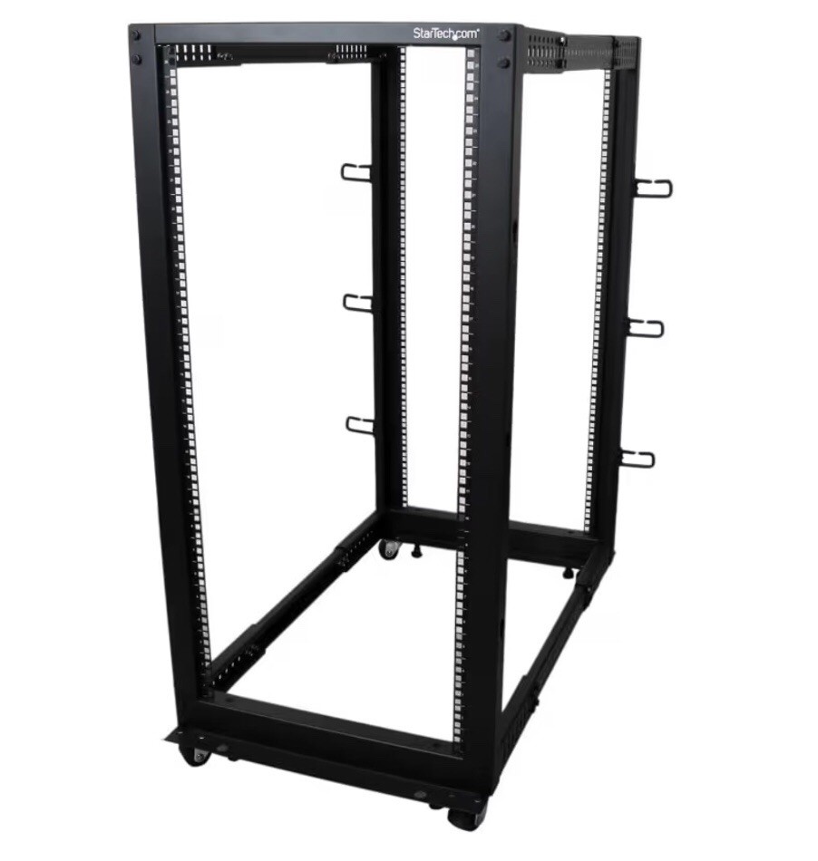StarTech 25U 4-Post Server Rack, 19in Open Frame Rack.