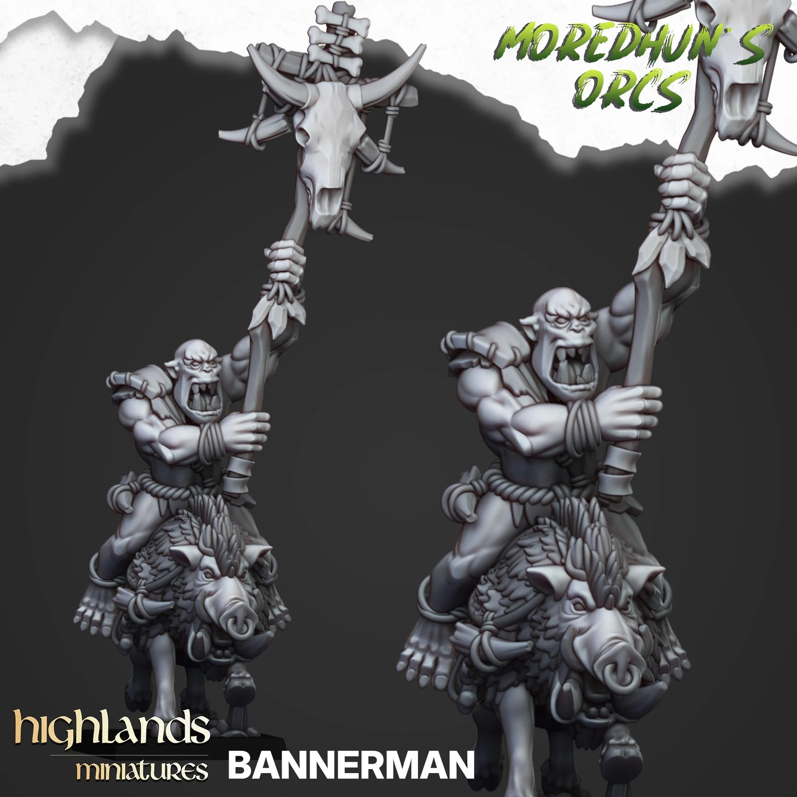 Mounted Cave Orcs - Resin Tabletop Miniature