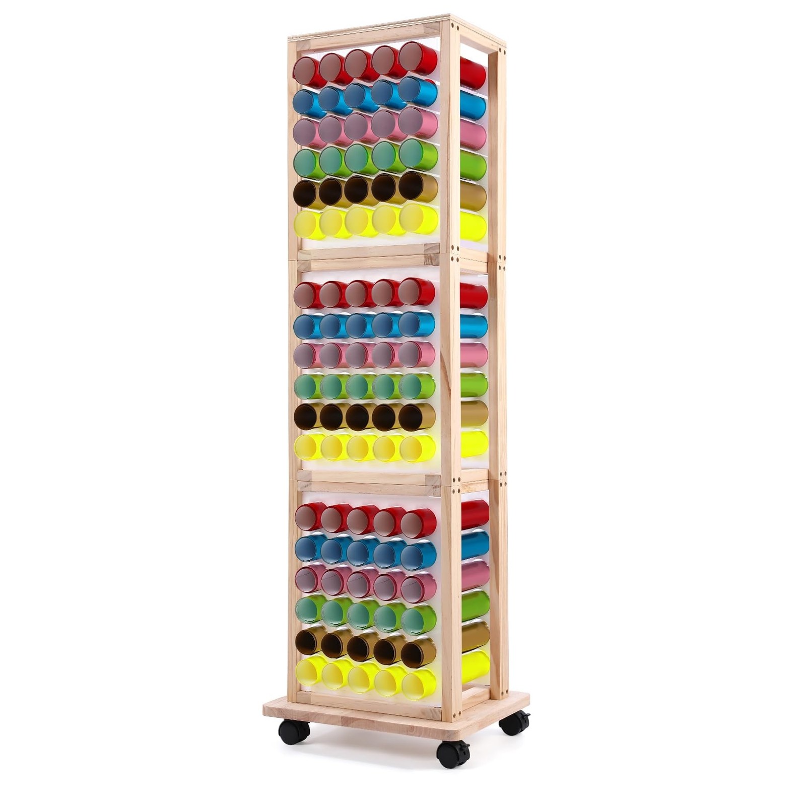 Mobile Vinyl Roll Holder - 90 Compartments Vinyl Storage Cart with Locking Ca...