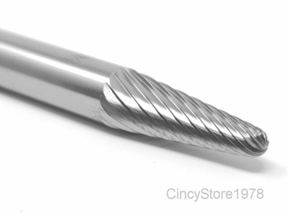 SL1S 14 Degree Taper Radius Carbide Burr Bur Cutting Tool Die Grinder Bit 1/4"