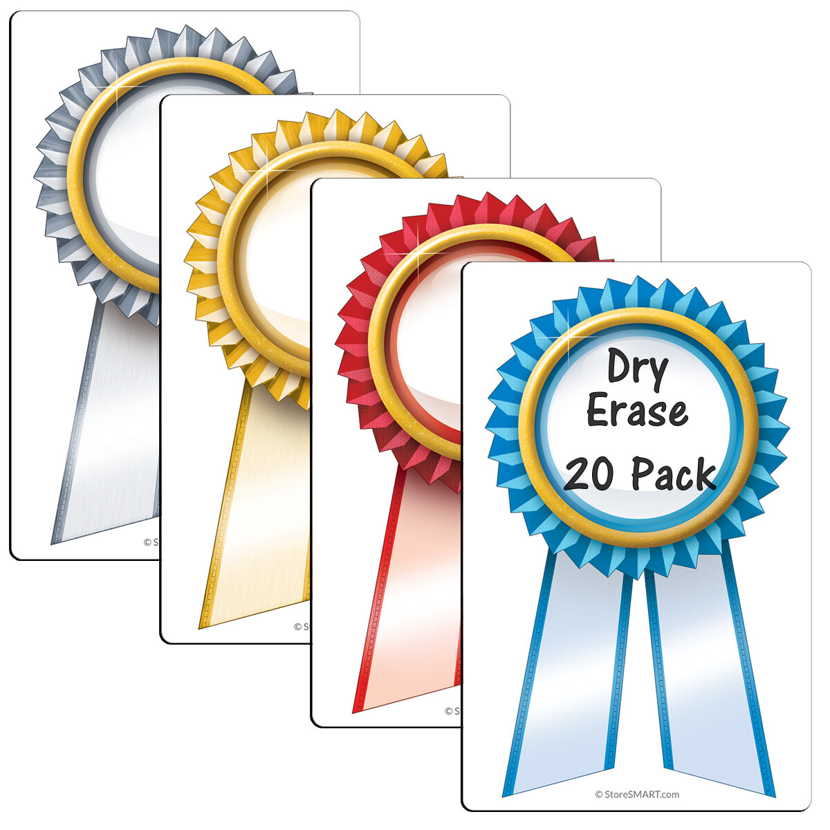 StoreSMART 3 1/2” x 5 1/2” Magnetic Award Ribbons - Variety 20Pk - AR312X512VP20