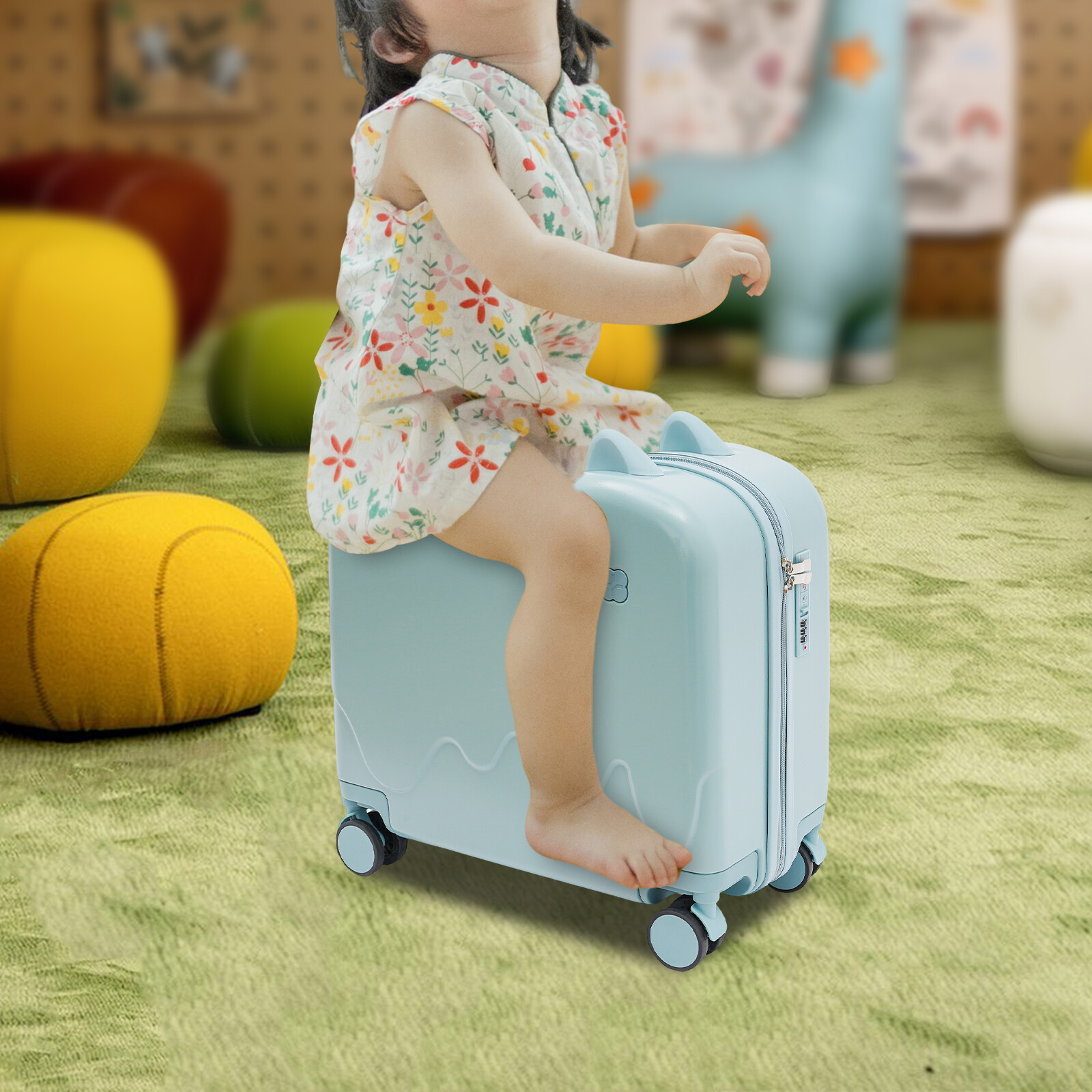 18" Kids Ride-On Suitcase, Children's Luggage Case, Rolling Luggage With Lock