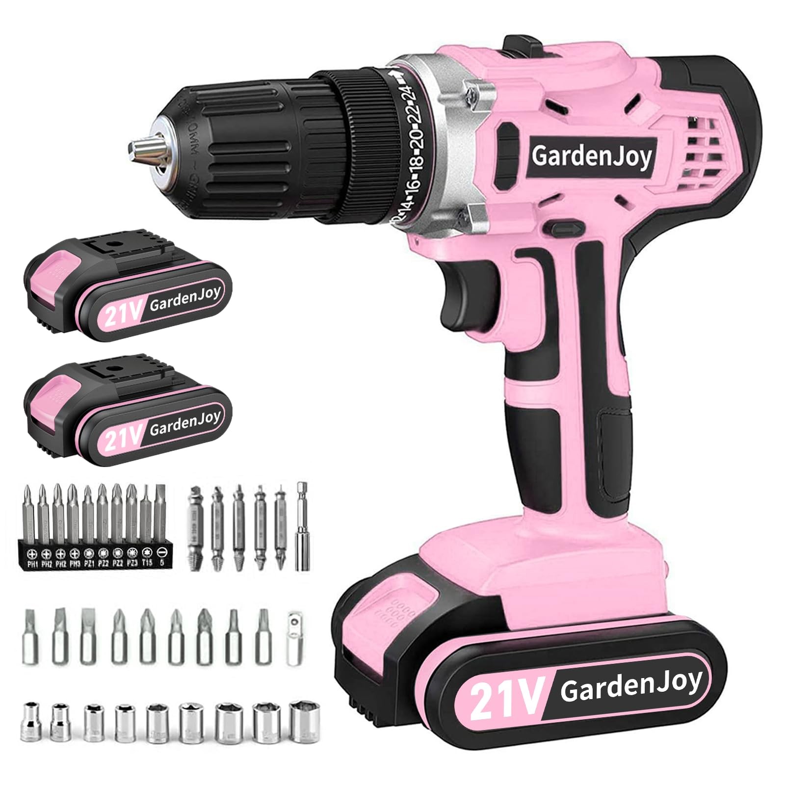 Cordless Drill Set 21V 30Nm 2-Speed 3/8" Keyless Chuck - DIY Electric Tool