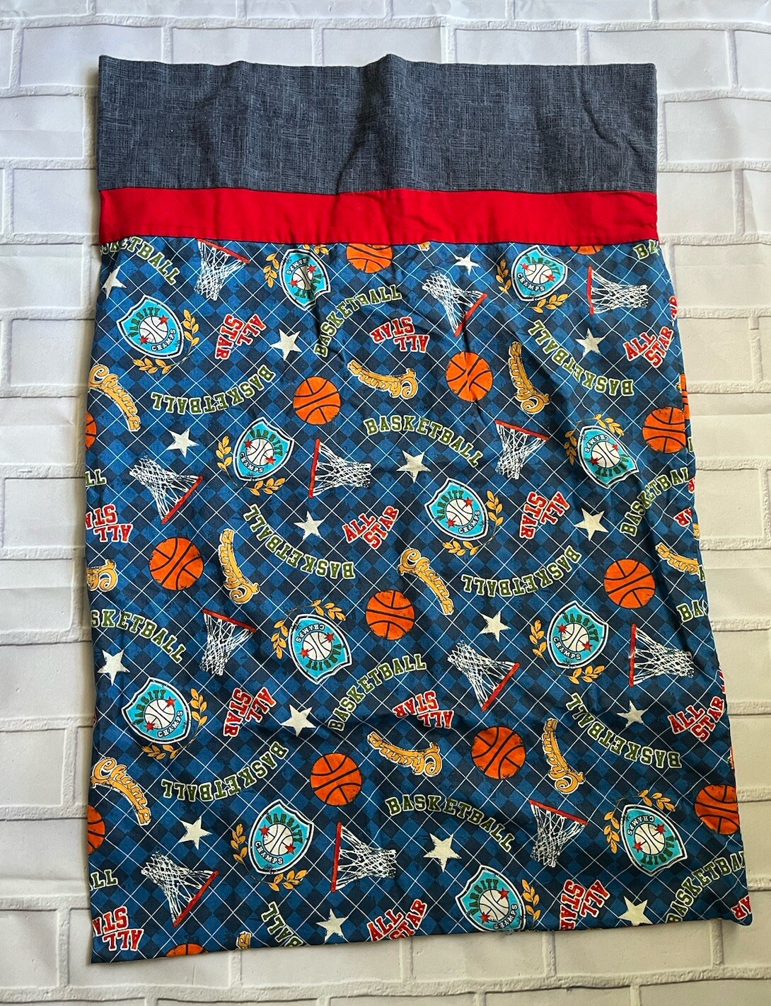 Vintage Boys All Star Basketball Sports Pillowcase/Cover Blue 28" x 19.5"