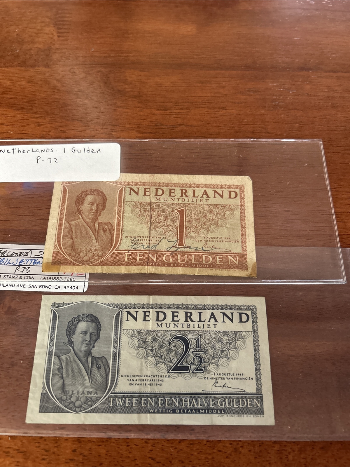NETHERLANDS Lot Of 2  1.  21/2 Gulden 1949, P-73, 72 VF-F