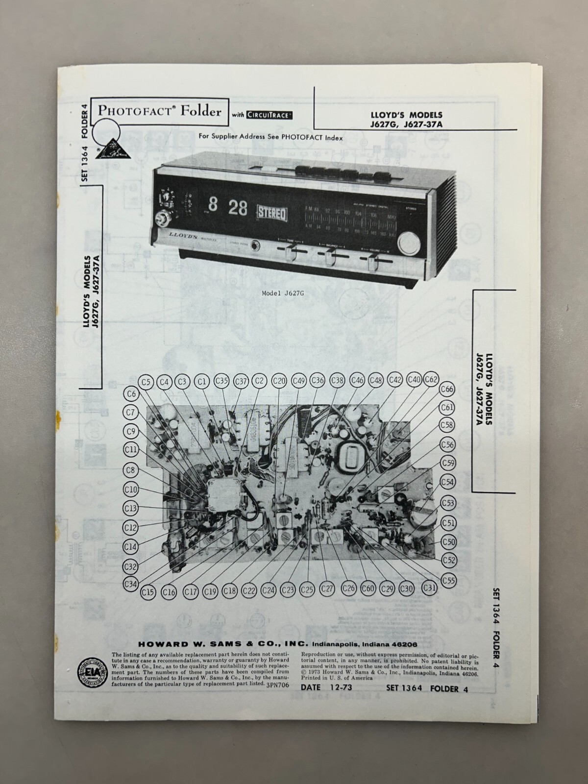 Lloyds J627 Service Manual Sams Photofact Free Shipping