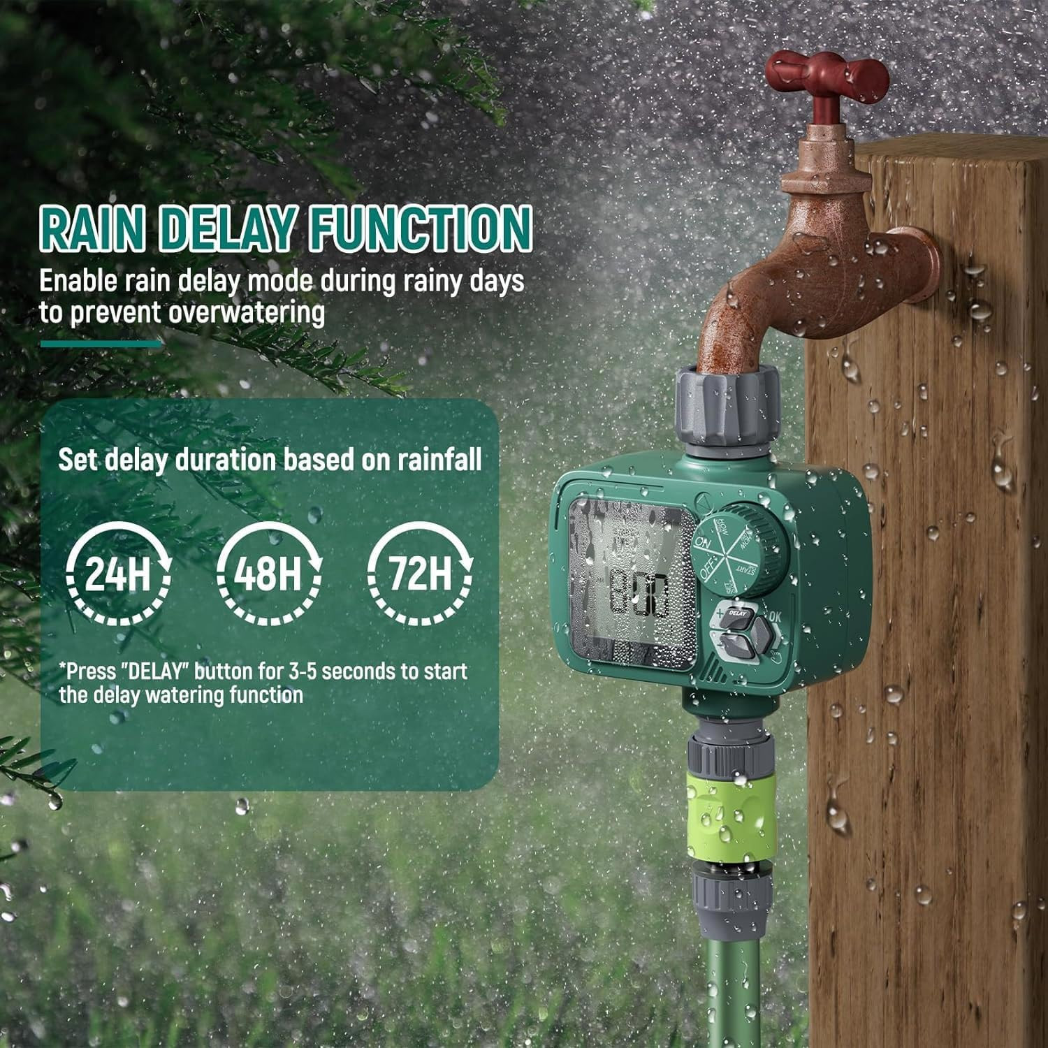 Sprinkler Timer: Programmable Hose Timer with Rain Delay/Manual/Automatic Wateri