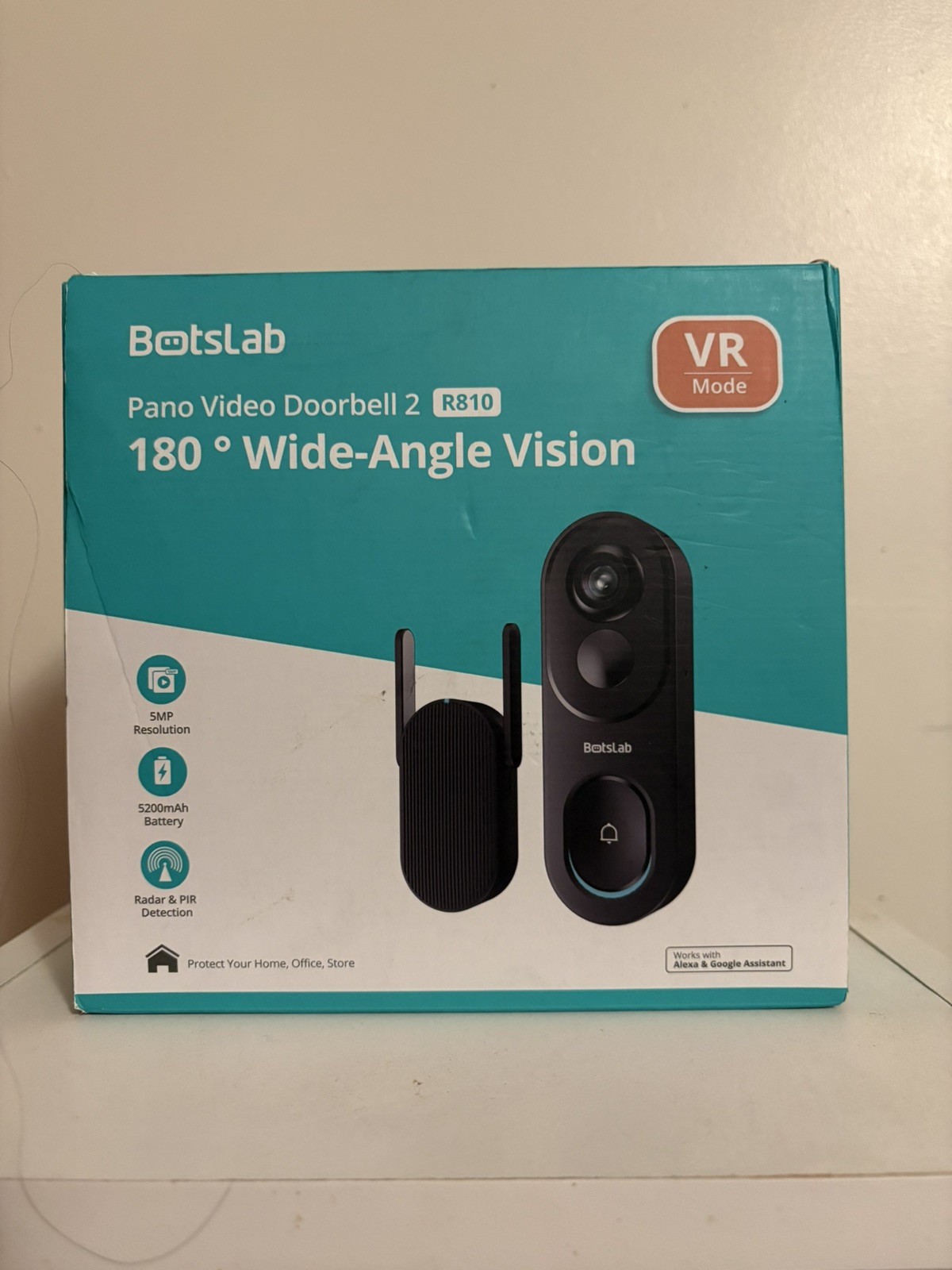 BotsLab Pano Video Doorbell 2 180 Wide Angle Vision R810, Open box