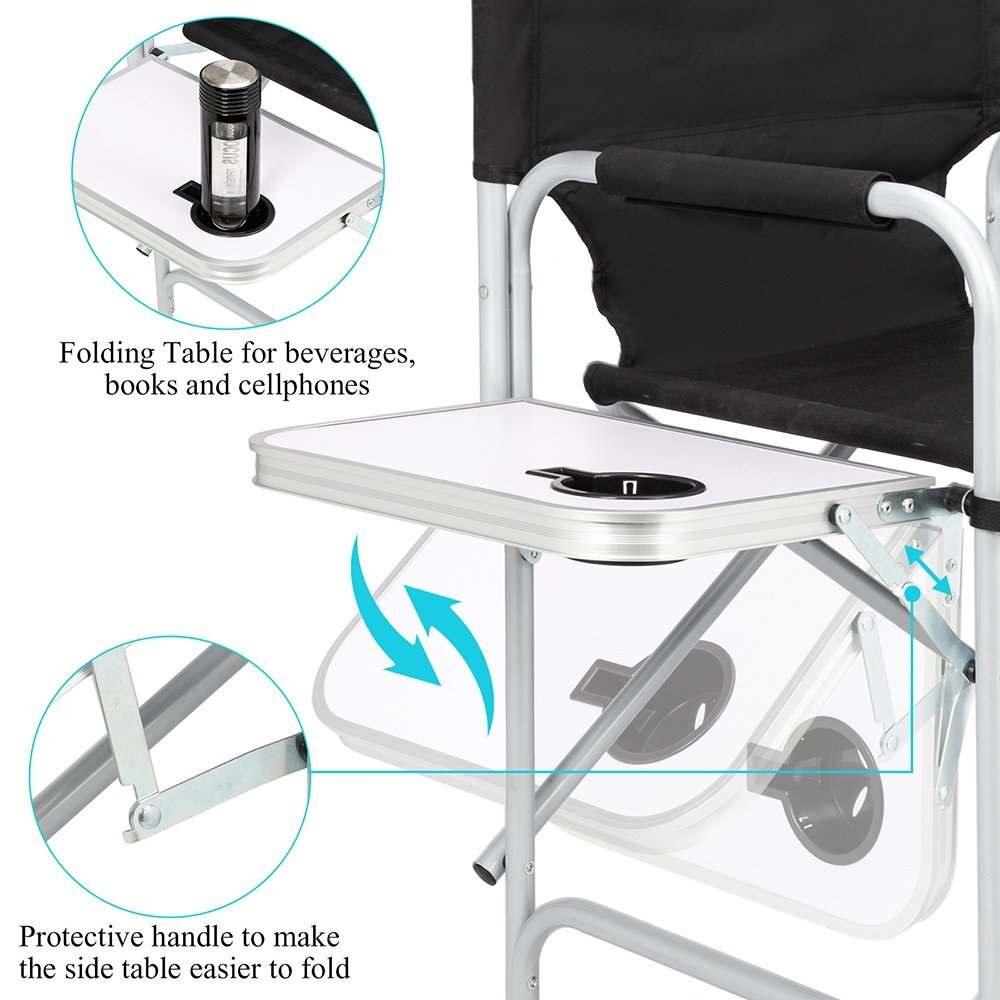 Tall Directors Chair Foldable 41" Camping Chair w/ Side Table for Camping Artist