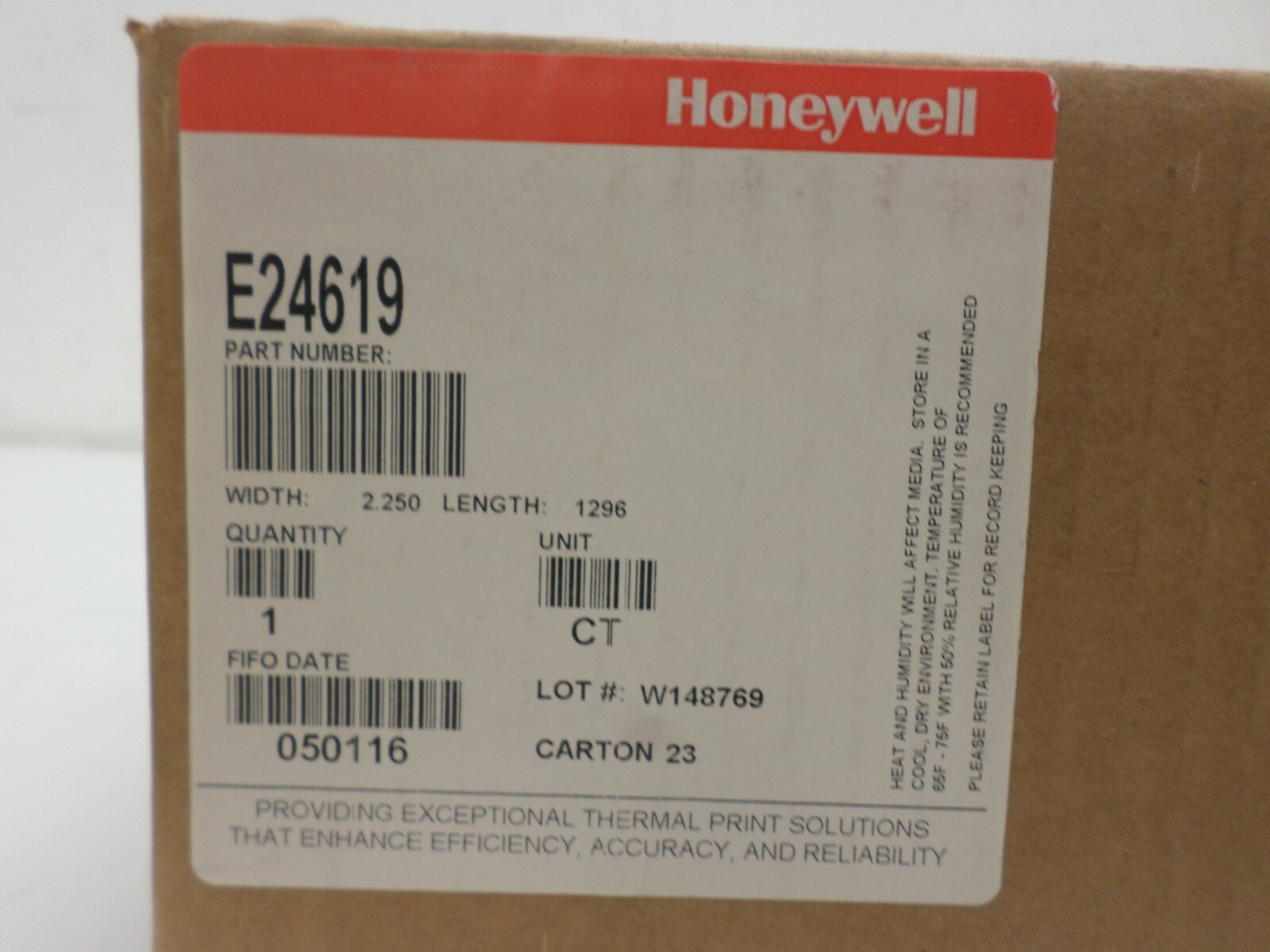 Honeywell E24619 Thermal Receipt Paper 2.25" X 1296'  50 Rolls per case