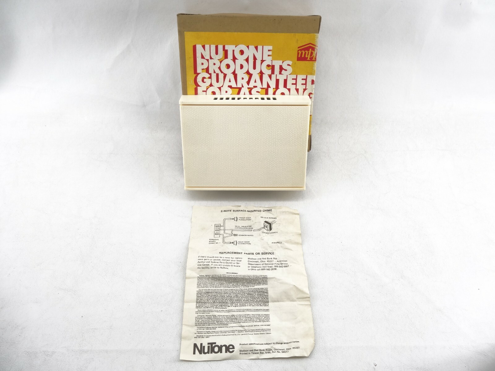 Vintage NuTone 2 Note Surface Mounted Door Chime CD-120NA