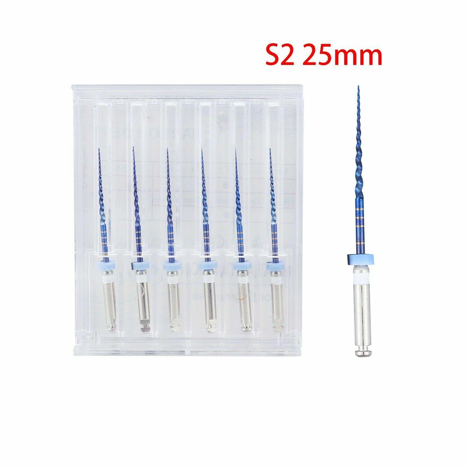 6PCS S2 Dental Engine Use Rotary Heat Activated Canal Root Endodontic Files 25mm