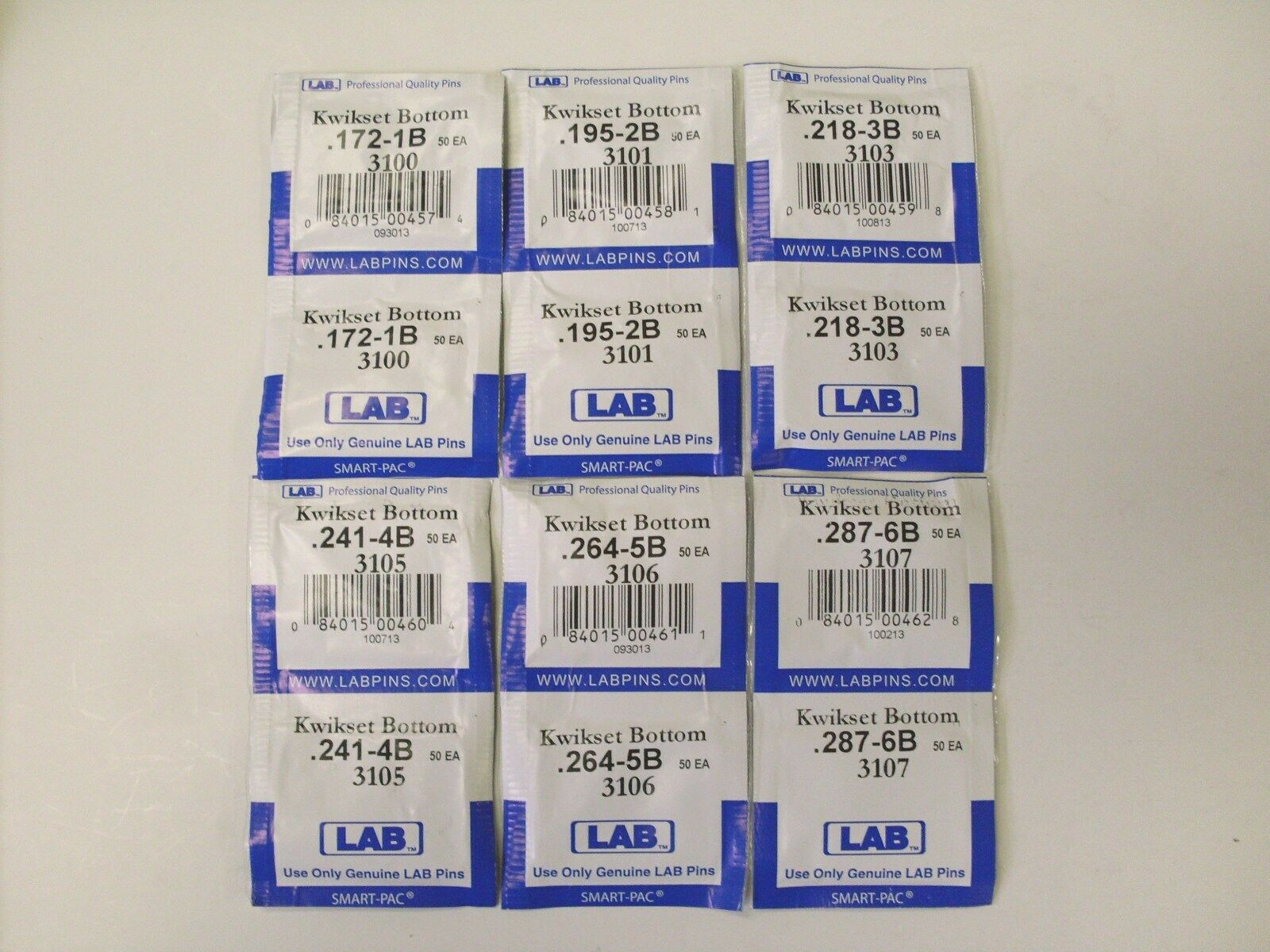 Kwikset Bottom Pins - original  keying pins by Lab lot of 7 packs #1B - 7B