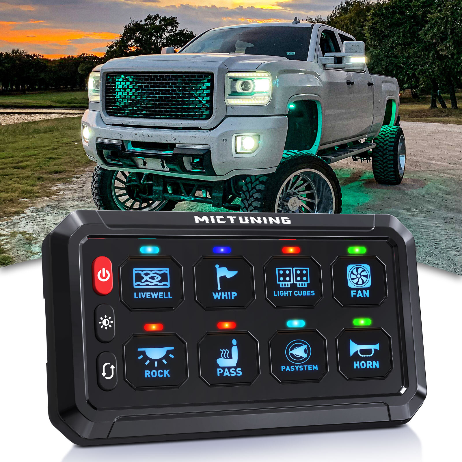 MICTUNING 8 Gang Switch Panel LED Circuit Control Relay System Box Truck Marine