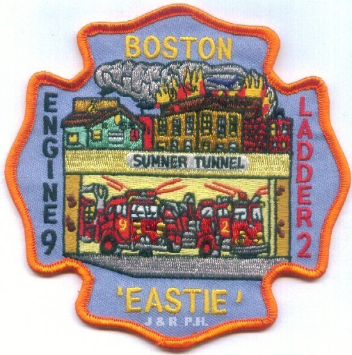 Boston  Engine - 9 / Ladder - 2 "Eastie-Sumner Tunnel", MA (5" x 5") fire patch