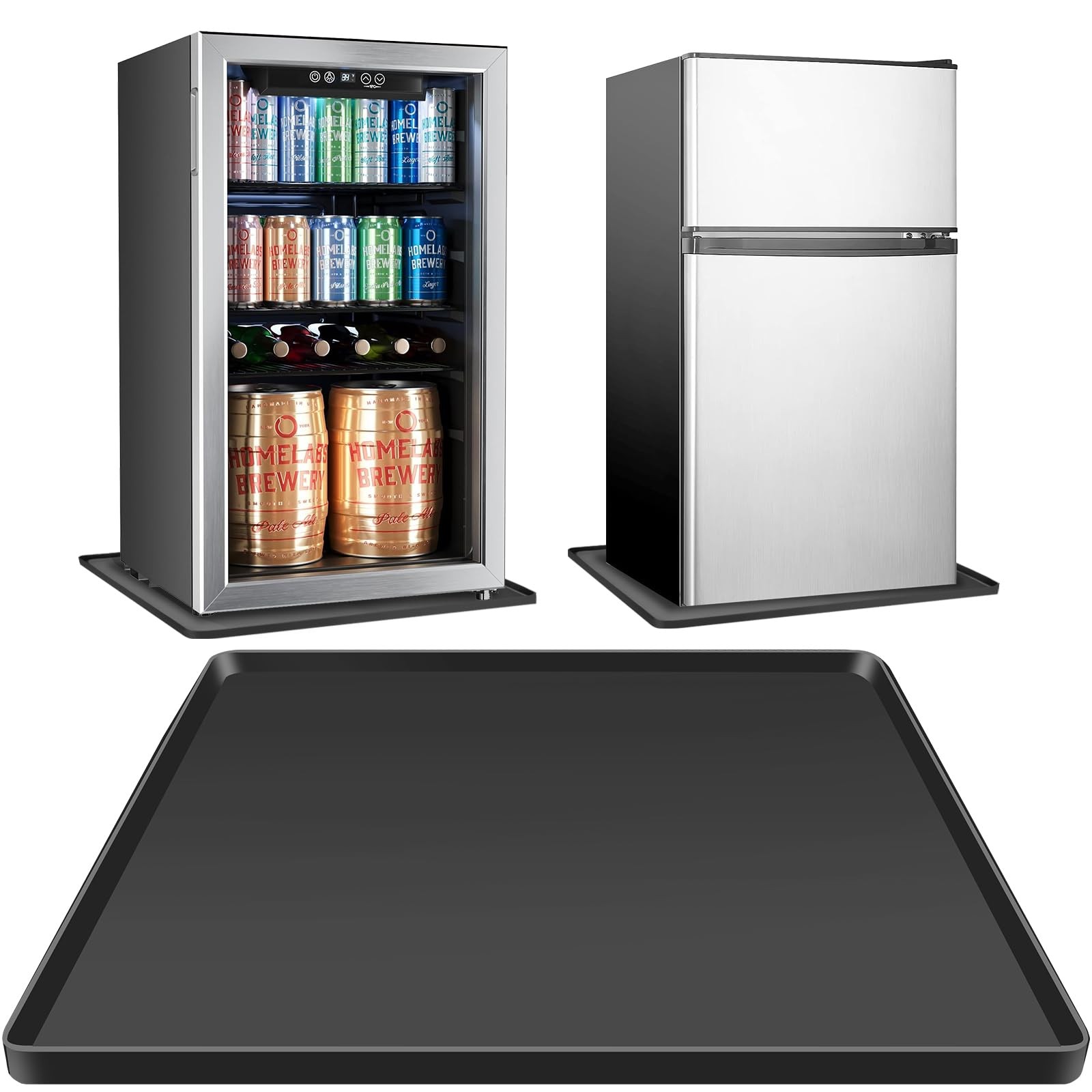 Mini Fridge Silicone Mat with Raised Edges, 24''x24''x0.5'', Prevent Water Le...