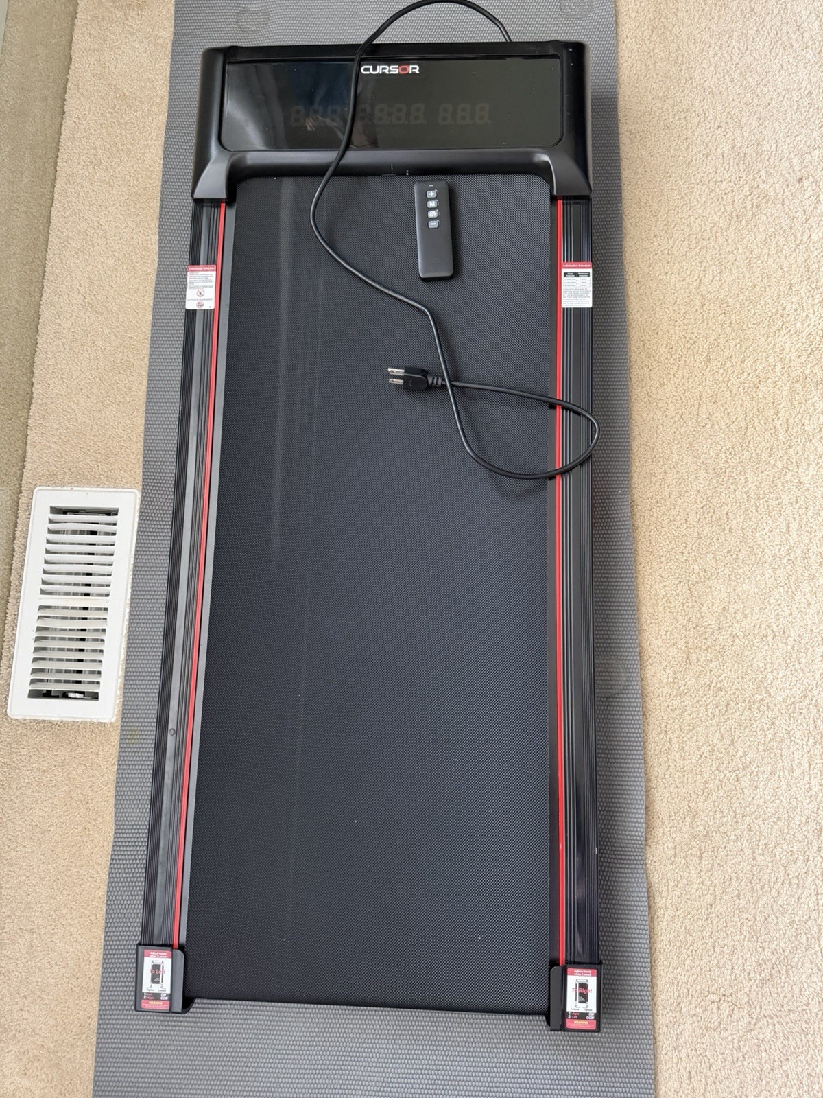 Cursor Electric Treadmill Black LCD Display Remote Control Home Running