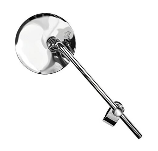 Ken Sean 95103 Nickel Chrome Long Stem Clamp-On Motorcycle Mirror (RH/LH,EC