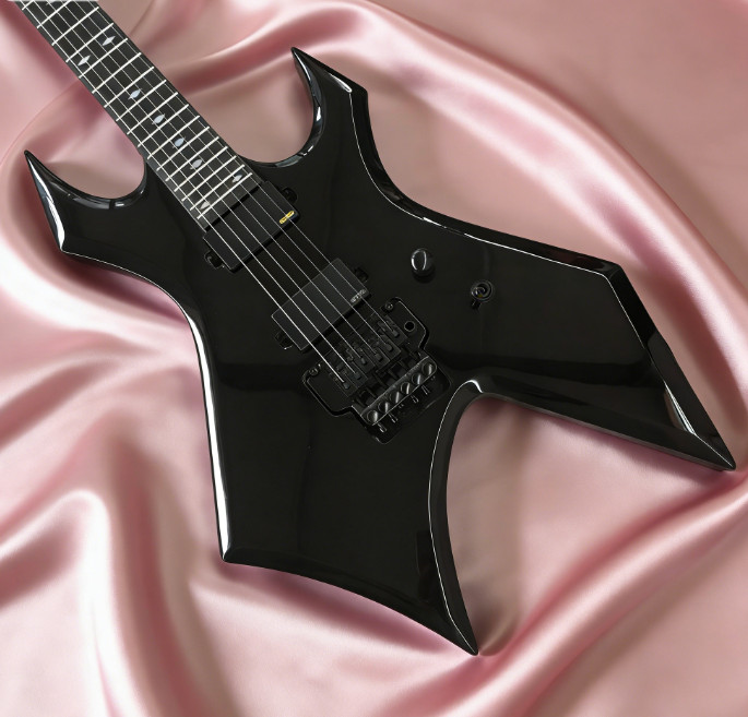 Black BC Rich Warlock Electric Guitar 6 Strings Solid Body H-H Pickups FR Bridge