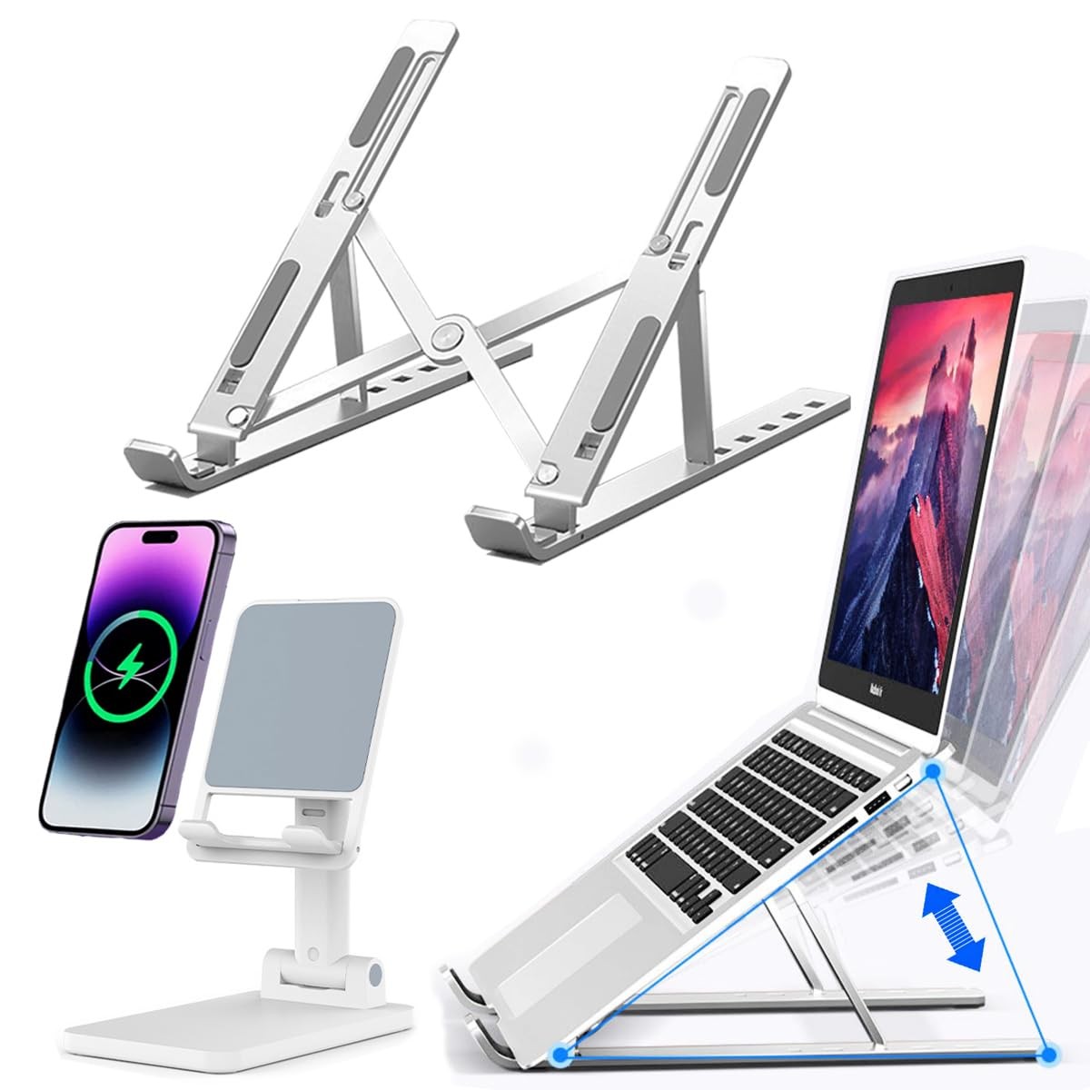 Portable Aluminum Laptop & Phone Stand Adjustabl Foldable Ergonomic Laptop Riser