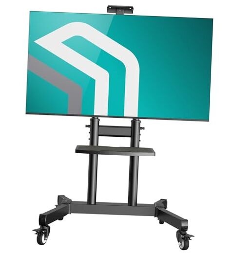 Mobile TV Stand on Wheels for 50-90 Inch Screen, max Load 220.5 lbs, Tilting,