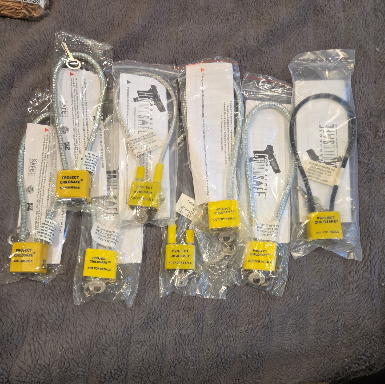 8 PROJECT CHILDSAFE Gun Locks - Child Safe Cable w/Padlock, 2 Keys, Instructions