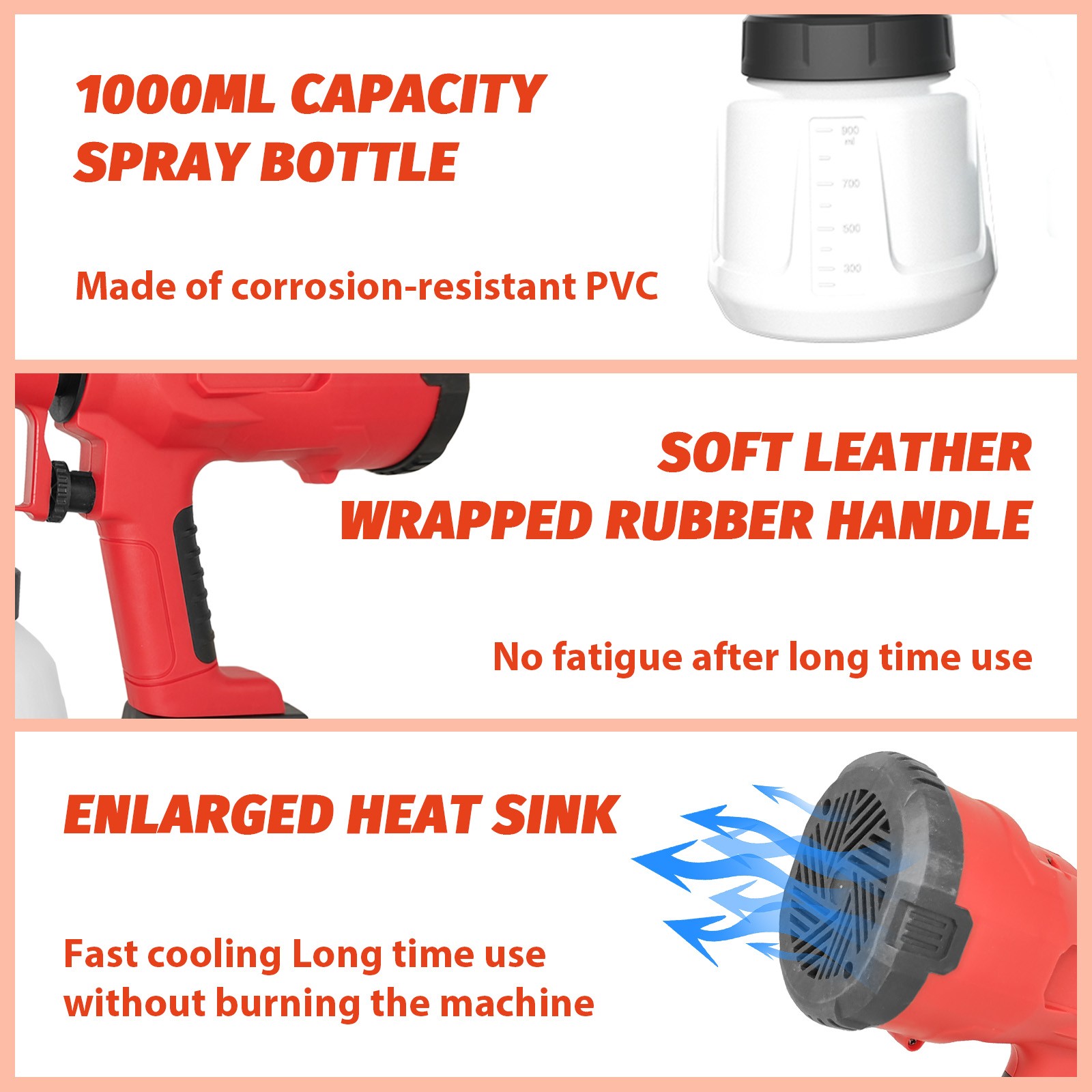 Paint Sprayerwith Adjustable Spray Width Knob 4 Nozzles and 3 Patterns