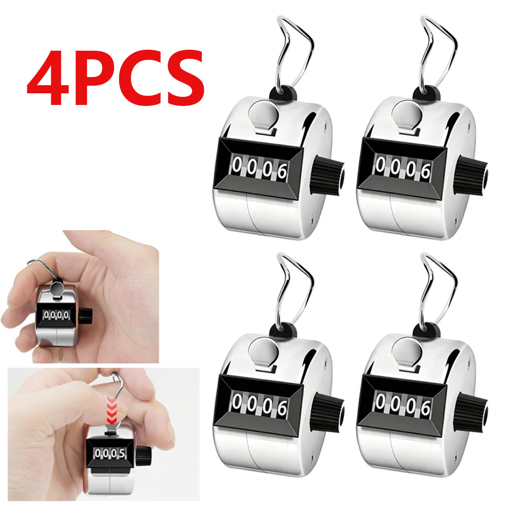 4Pcs Metal 4 Digit Number Dual Clicker Golf Hand Tally Counter Handy Convenient