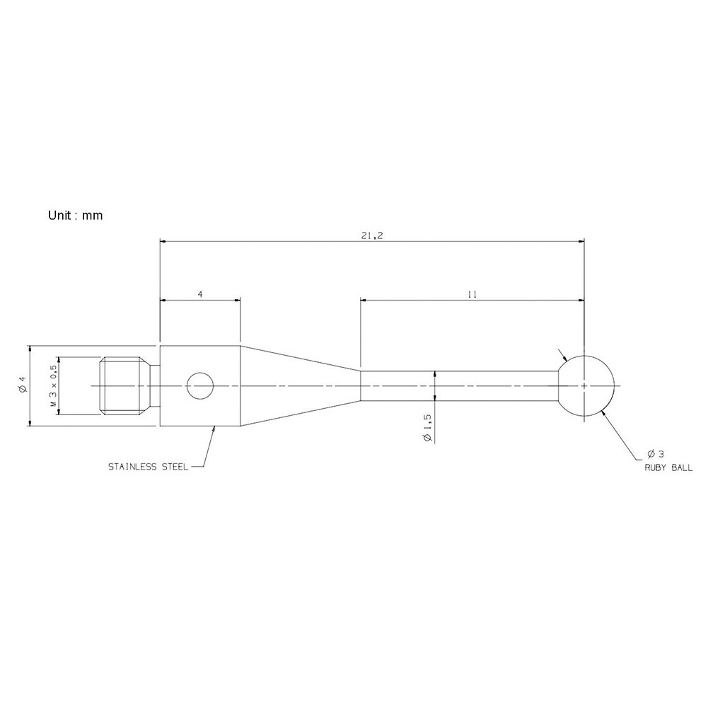 Touch Probe Probe Central Navigation Computer A-5000-3553 CMM Styli 21mm Long