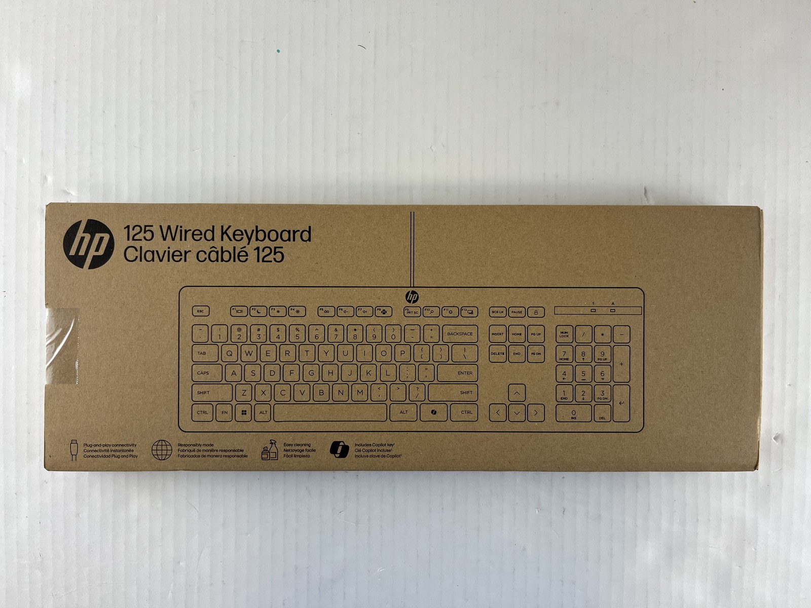 AY2Y7AA#ABA HP 125 Wired Keyboard USB Type A Full Size 3-Zone Layout Black