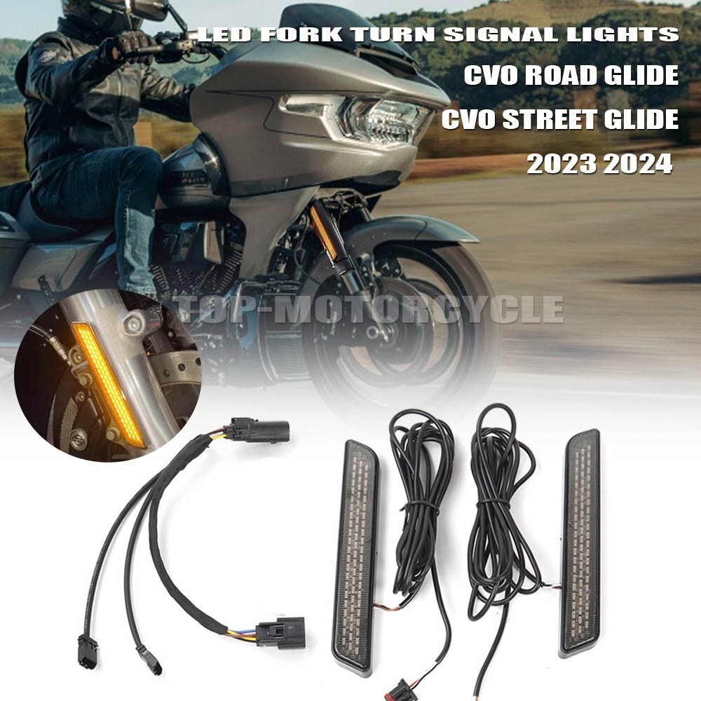 For Harley CVO Road Glide ST FLTRXSTSE 2024- LED Front Fork Light Turn Signals