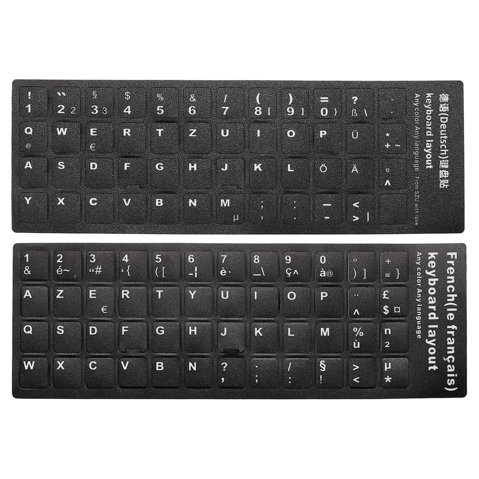 German French Keyboard Stickers Cover Frosted, Black Background White Lettering