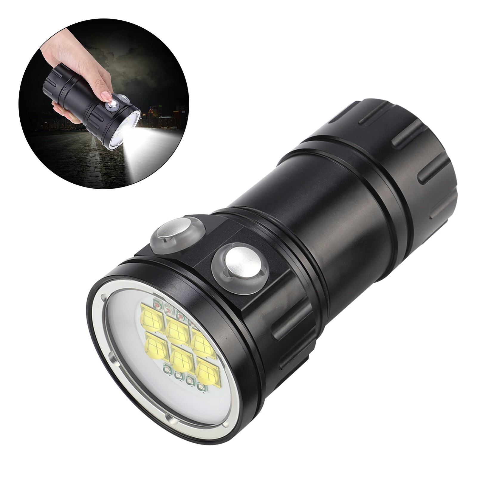 Outdoor Waterproof LED Diving Flashlight Red Blue White Light Torch Underwater