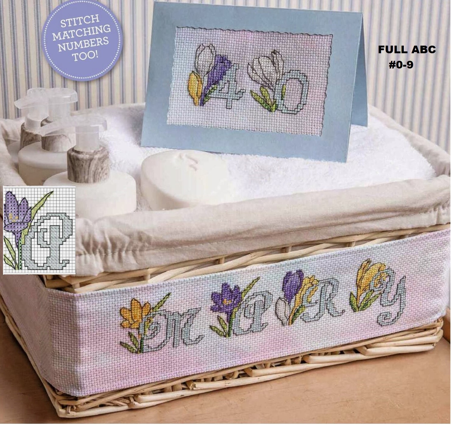 CROCUS  ABC + NUMBERS    CROSS STITCH PATTERN  ONLY EQ - RER