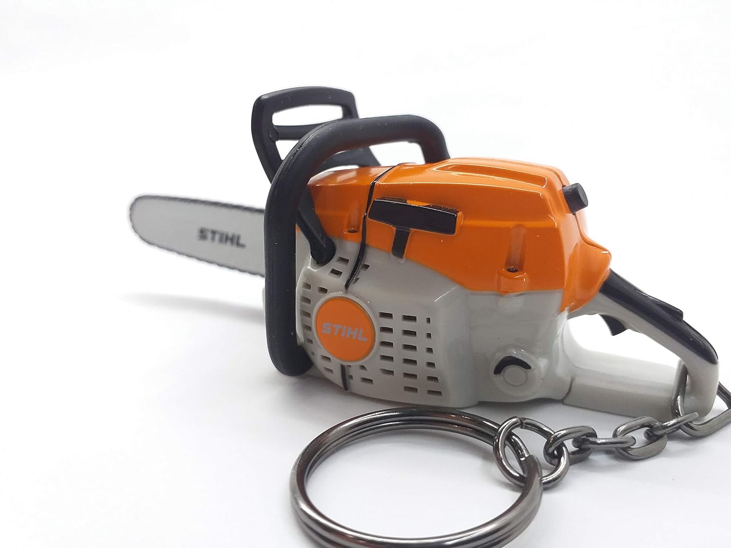 Battery Operated Stihl Chainsaw-Shaped Keyring