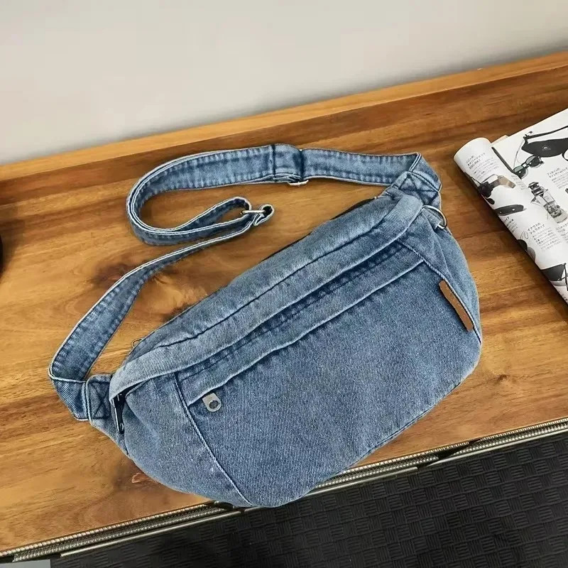 Sewing Thread Denim Zipper Ladies Waist Packs Youth Female Crossbody Bags on Sal
