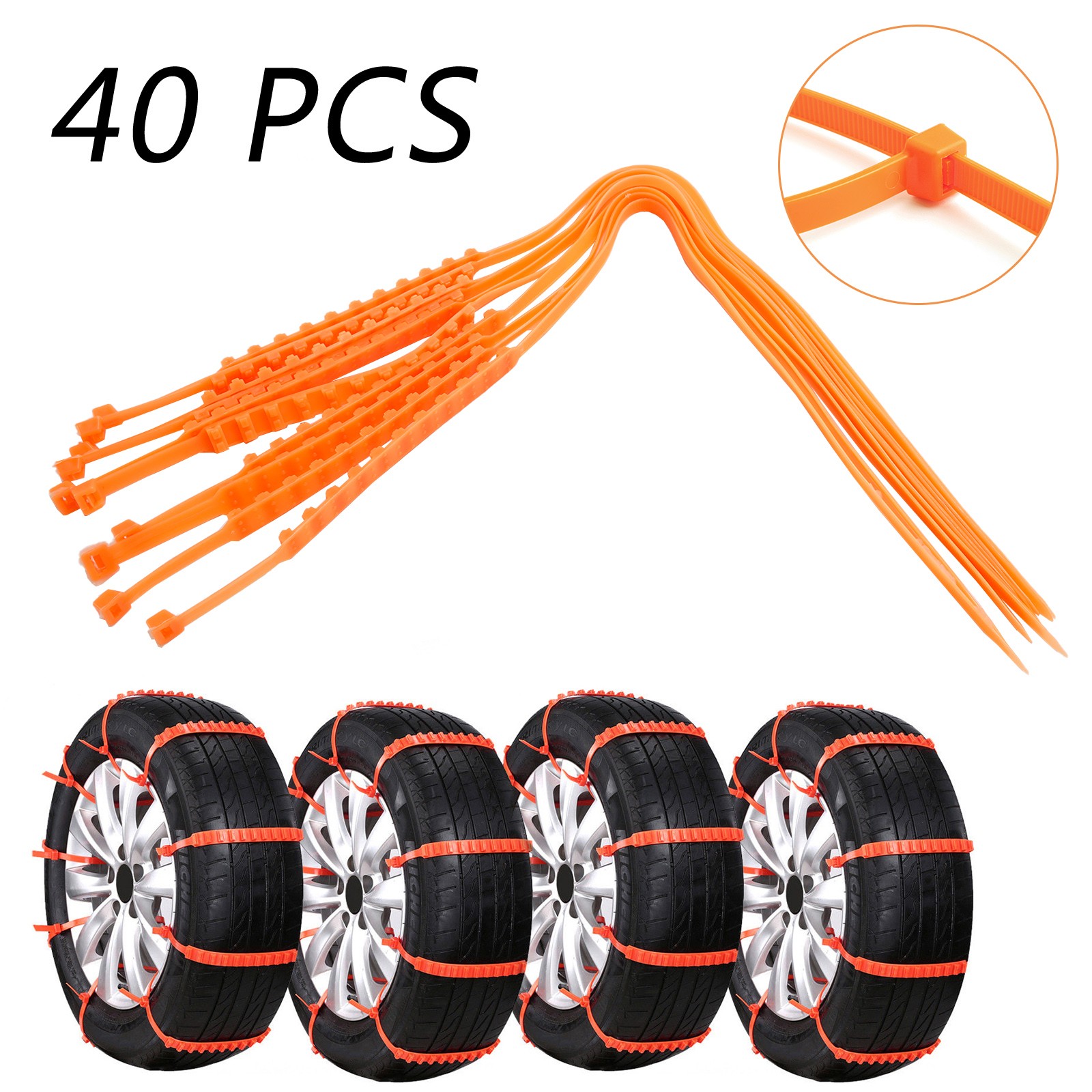 40PCS Snow Tire Chain Anti-Skid Belt For Car SUV Truck Emergency Winter Driving
