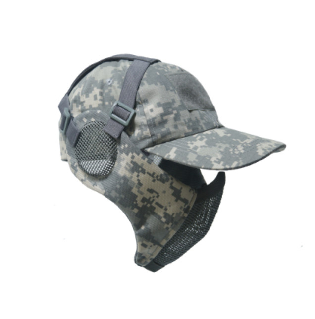Tactical Foldable Mesh Mask With Airsoft Paintball Baseball Cap ACU