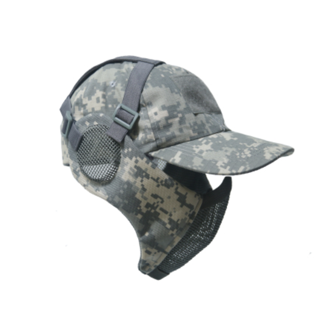 Tactical Foldable Mesh Mask With Airsoft Paintball Baseball Cap ACU