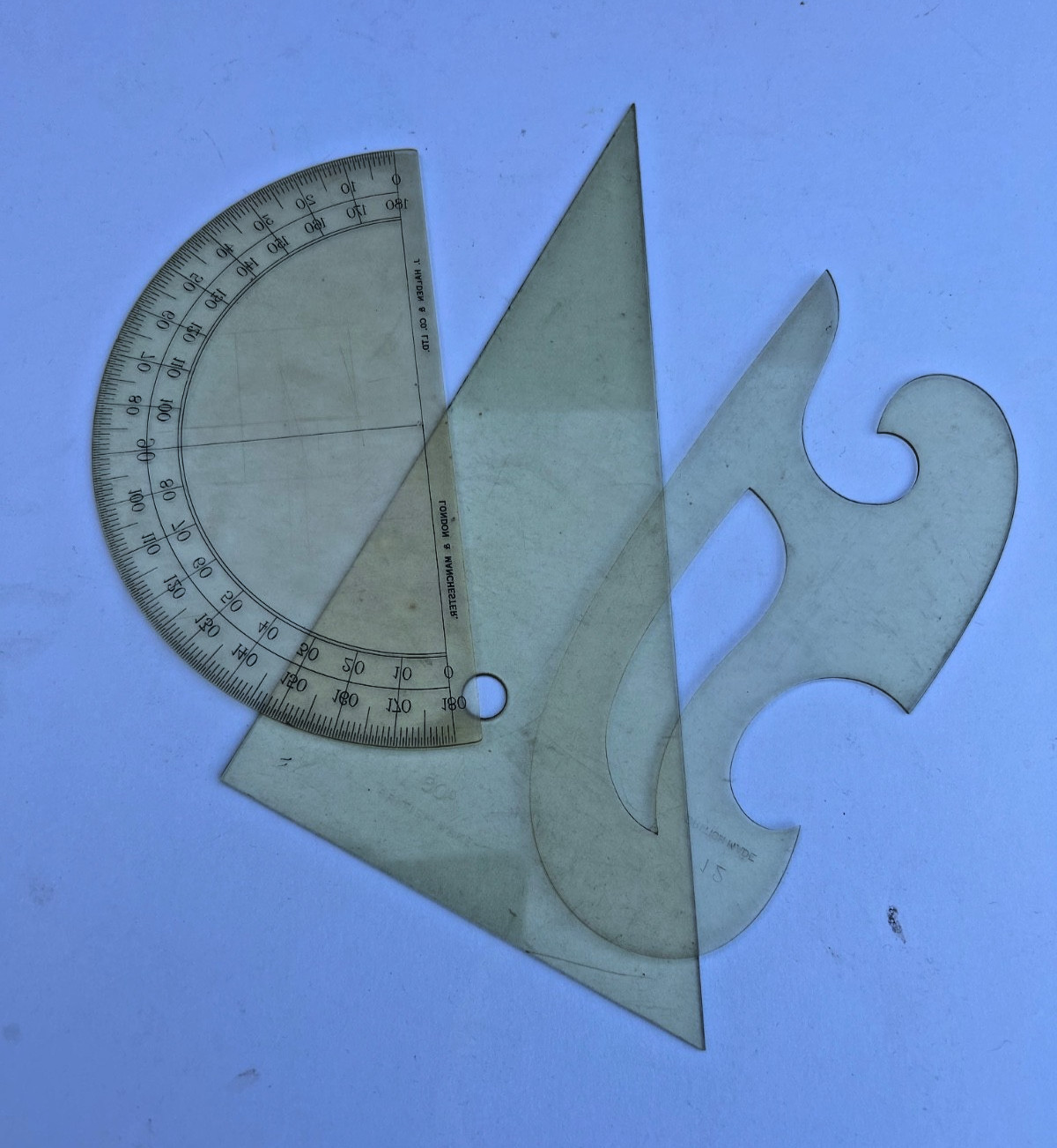 Antique 1940s Technical Drawing French Curve Proctractor Angle Draughtman Bundle