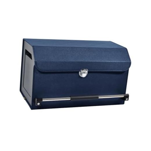 Car Trunk Organizer, Car Trunk Leather Storage Box with Lid and Push Large Blue
