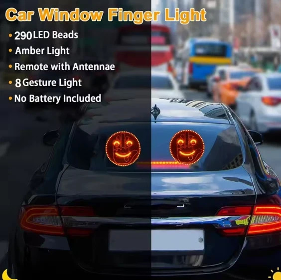 Car LED Hand Gesture Sign with Remote Control, Funny Rear Window LED Light