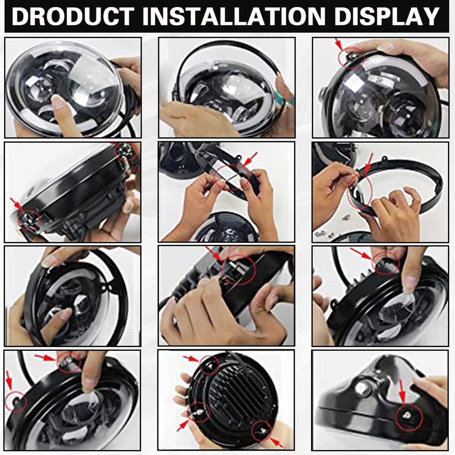 7" 7 Inch Black Headlight Housing Bucket Compatible with for KAWASAKI Honda Y...