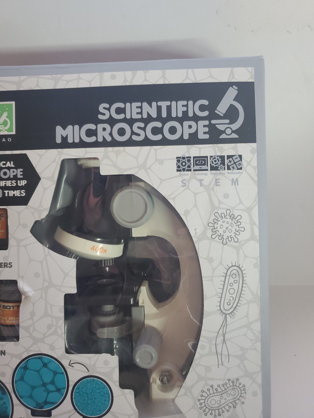 Microscope for Kids & Beginners: 100x, 400x, 1200x Magnification -Toy Microscop