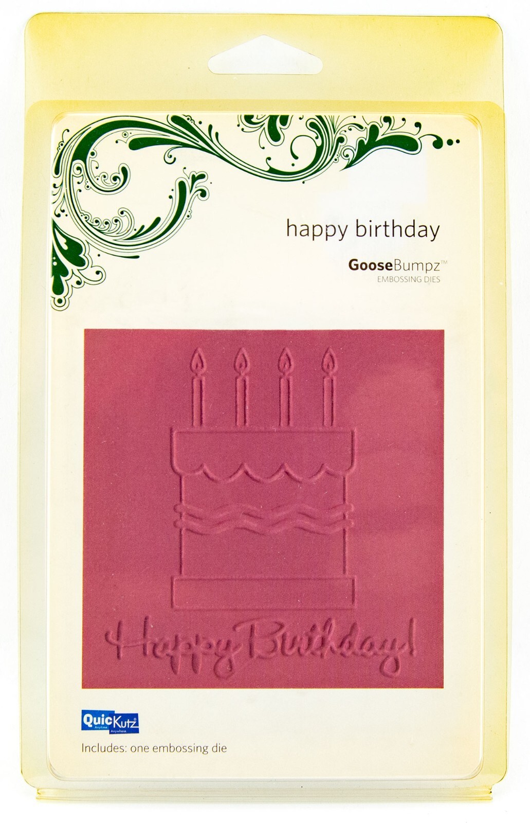 Quickutz Happy Birthday Cake Design 4" x 4" Metal Embossing Die 4x4 Made in USA
