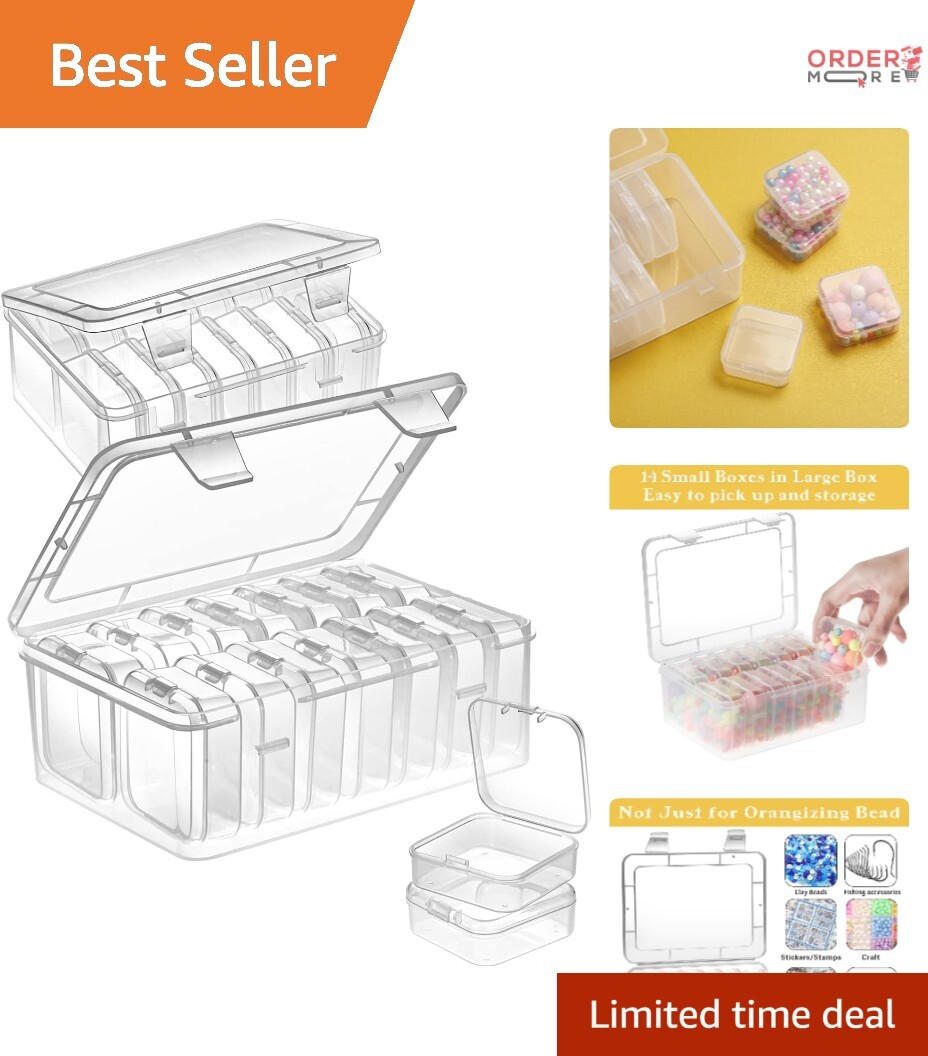 Small Bead Organizers Plastic 30 Boxes Hinged Lid Portable Craft Storage