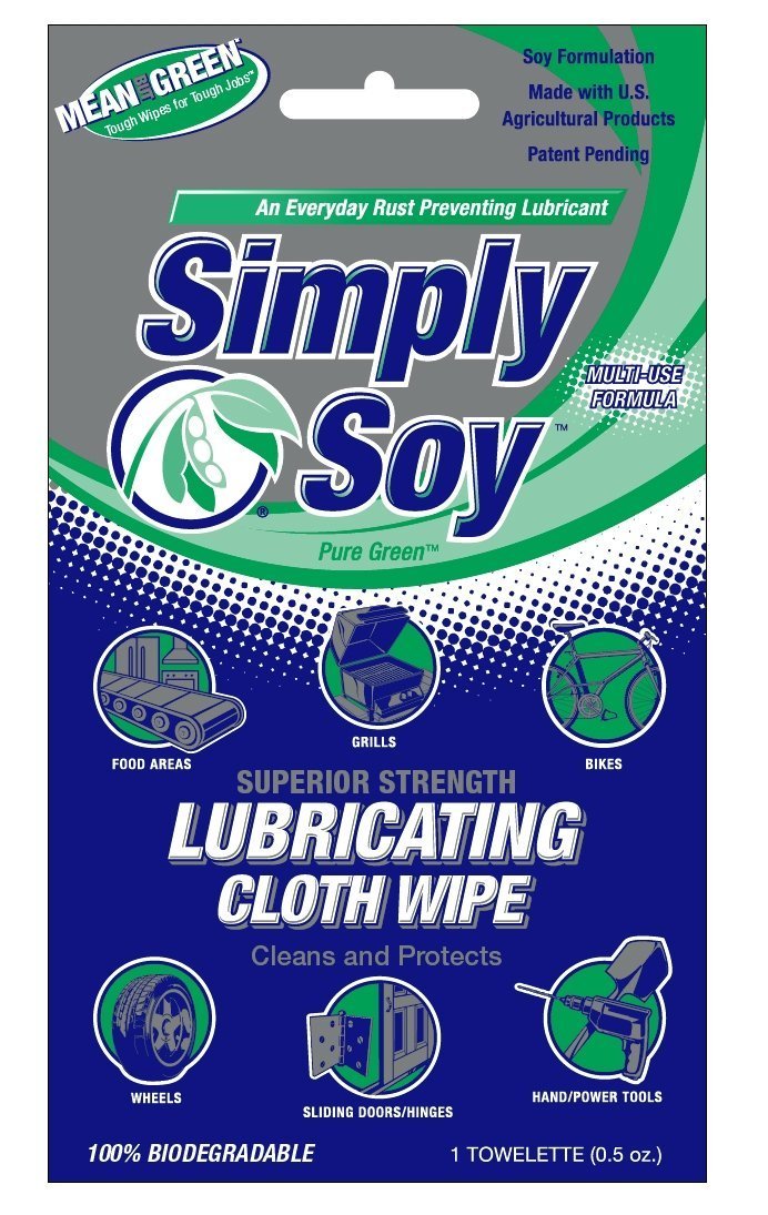 Mean Green Simply Soy Lubricating Cloth Wipes Box of 12 Individual Wrapped Wipes