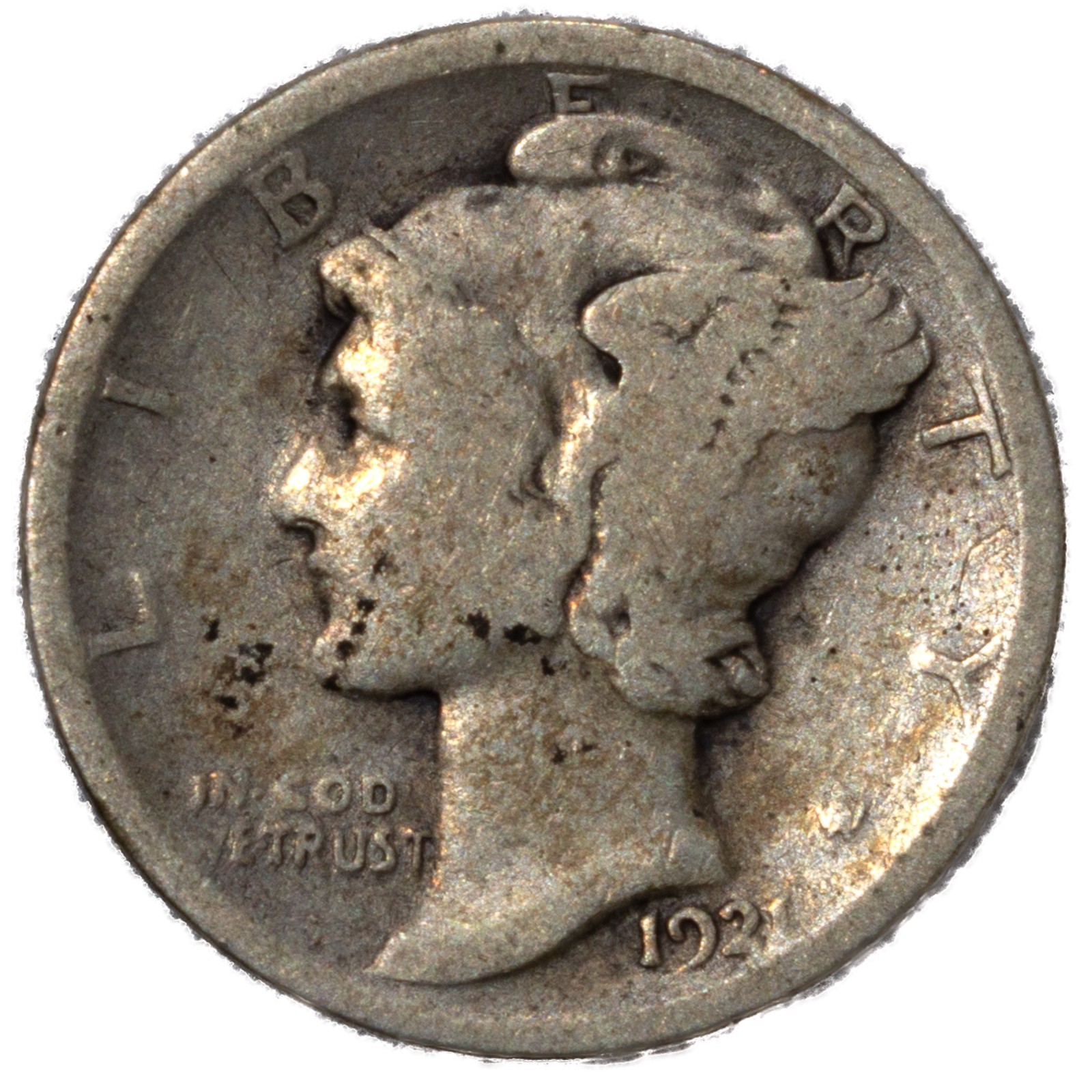 1921-P Mercury Dime 10C Philadelphia Very Good VG+