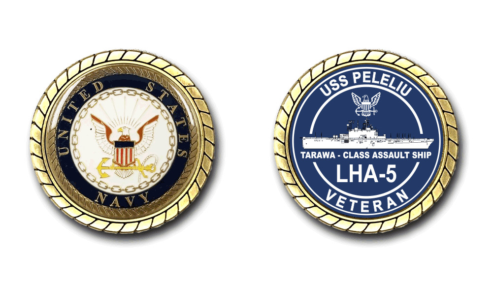 USS Peleliu LHA-5 Silhouette Veteran Challenge Coin