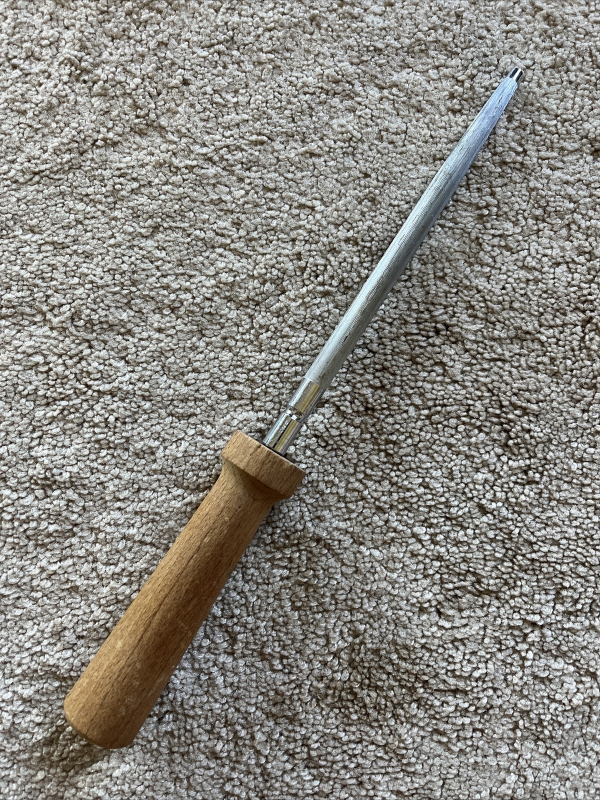 GUC Vintage 7” Stainless Steel Knife Edge Maintenance Wood Sharpening Rod JAPAN